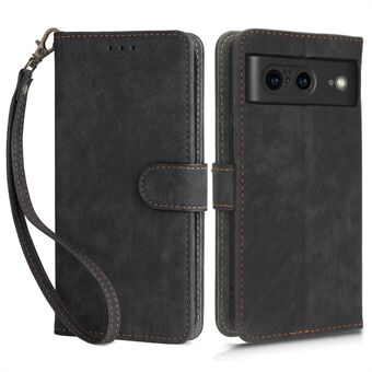 Voor Google Pixel 8 RFID-blokkerende portemonneehoes, PU-leren telefoonhoesje met standaard en riem.