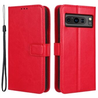 Flipcase voor Google Pixel 8 Pro, anti-val, standaard, portemonnee, hoesje van PU-leer met gekreukelde paardenstructuur.