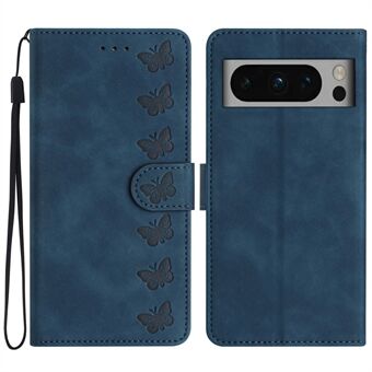Voor de Google Pixel 8 Pro Vlinder Geprinte Opvouwbare Stand Hoesje met Anti-val PU Leren Portemonnee Telefoonhoes