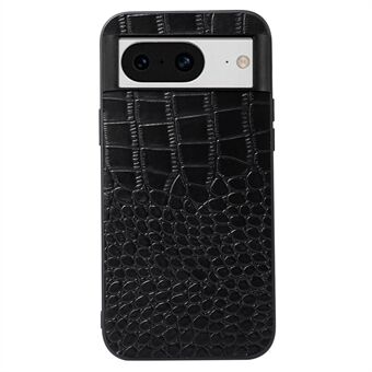 Voor Google Pixel 8 Kroko-textuur Telefoonhoesje van echt runderleer + PC + TPU-cover