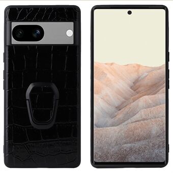 Voor de Google Pixel 7a Telefoonhoes Textuur PU Lederen Gecoate TPU + PC Anti-val Achterkant Cover met Kickstand.