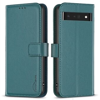 BINFEN COLOR BF17 voor de Google Pixel 7 Pro 5G PU lederen portemonnee hoesje met anti-kras bescherming en telefoonstandaard.