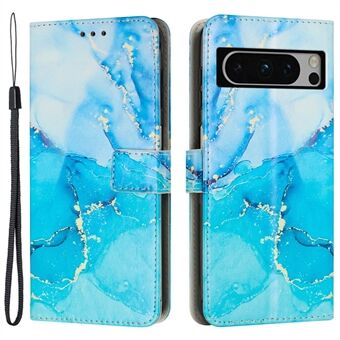 Voor Google Pixel 8 Pro Marmer Patroon Mobiele Telefoon PU Leren Hoesje Portemonnee met Stand en Polsband