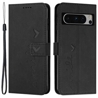 Stand Shell for Google Pixel 8 Pro met hartvormige opdruk, gemaakt van PU-leer, telefoonportemonnee met anti-val flip case.