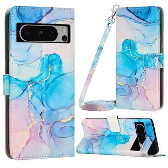 Voor Google Pixel 8 Pro PU-leren marmeren patroon flip case portemonnee standaard telefoonhoesje met schouderriem