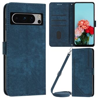 Voor Google Pixel 8 Pro is er een geprint leren hoesje met standaard, portemonnee-stijl en schouderband.