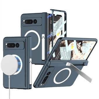 GKK voor Google Pixel Fold Magnetische Harde PC Telefoonhoesje met Scharnierbescherming en Uitklapbare Standaard, inclusief Gehard Glas Film.