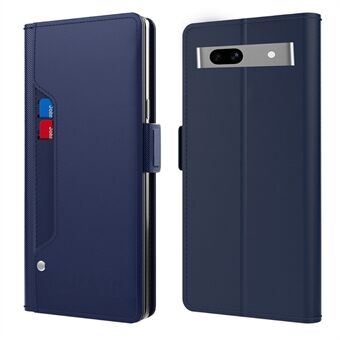 Voor Google Pixel 7a Telefoonstandaard Hoesje met Kaarthouder Leren Telefoonhoesje met Spiegeldesign
