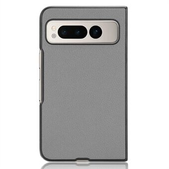 PU Leren Gecoate PC Hoesje voor Google Pixel Fold met Litchi Textuur, Vouwbare Telefoonbeschermhoes.