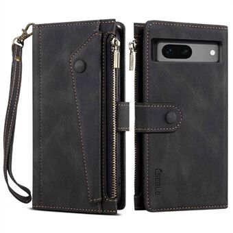 ESEBLE Star Series Telefoonstandaard Hoesje met Ritssluiting Portemonnee Lederen Telefoonhoes voor Google Pixel 7a.