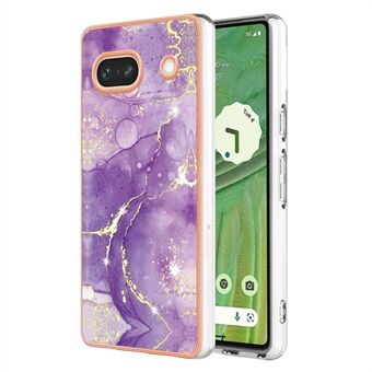 YB IMD-serie 2 Marmer Patroon Telefoonhoesje voor Google Pixel 7a TPU Elektrogeplateerde IMD Beschermende Cover