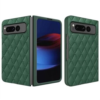 Voor Google Pixel Fold PU Leder + PC Telefoonhoesje met Rhombus Textuur en Scharnierbescherming