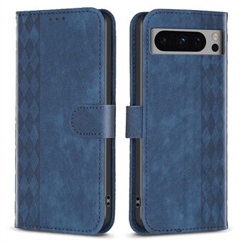 Voor de Google Pixel 8 Pro PU Leren Telefoonhoesje met Ruitpatroon en Ingelijste Telefoonhoesje met Stand Portemonnee.