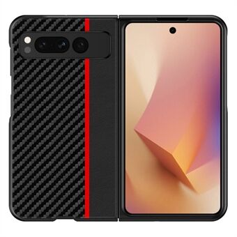 Voor de Google Pixel Fold PU lederen + PC telefoonhoes met koolstofvezel textuur, ultradunne matte cover.