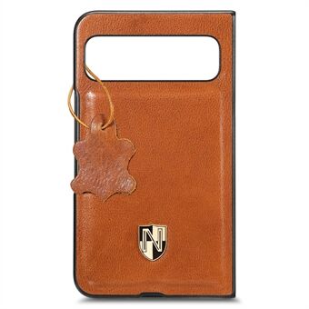 Voor de Google Pixel Fold Cowhide lederen gecoate pc-telefoonhoes Schokbestendige vouwcover