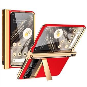 Voor Google Pixel Fold Hinge Bescherming PU Lederen + PC-hoesje met standaard telefoonhoesje met Gehard Glas Film / Stylus.