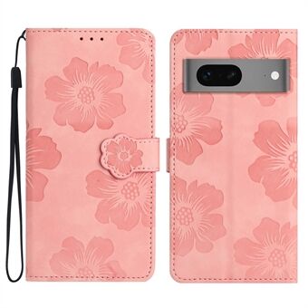 Voor de Google Pixel 7 5G Flowers Imprint Leren Portemonnee Hoesje met Flip Stand