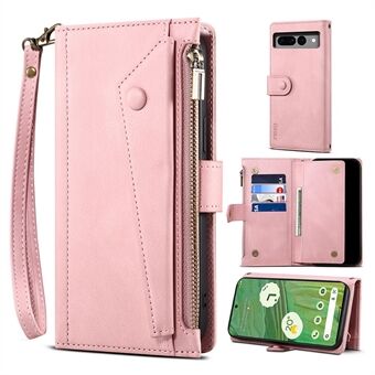ESEBLE Star Series Leren Telefoonhoesje voor Google Pixel 8, Ritsvak Portemonnee RFID-blokkerende Telefoonstandaard Hoes