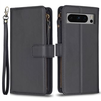 BF Style-19 voor Google Pixel 8 Pro Ritsvak Leren Stand Telefoonhoesje Portemonnee Beschermende Telefoonhoes