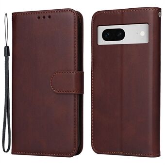 Voor Google Pixel 7 5G Kalfs Textuur Telefoonhoesje Portemonnee Stand Schokbestendige Case met Band