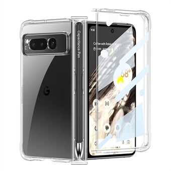 GKK voor Google Pixel Fold Scharnierbeschermingshoesje Versterkte hoeken TPU-hoesje met Gehard Glas Folie