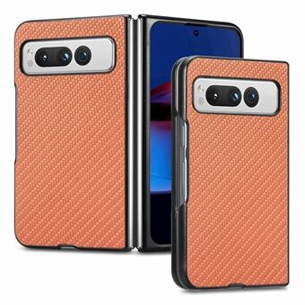 Voor Google Pixel Fold PU lederen + Hard PC telefoonhoesje met koolstofvezeltextuur en antislip cover.