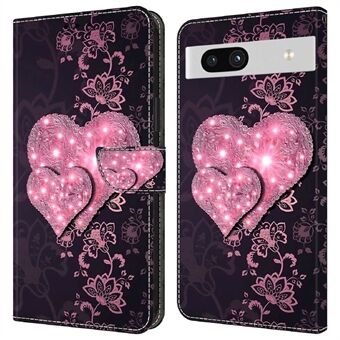 Voor de Google Pixel 7a 3D Patroon Afdrukken Leren Telefoonhoesje met Standaard Wallet Folio Cover.