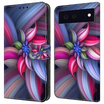 Voor de Google Pixel 6 Portemonneehoes met 3D-patroon bedrukt PU-leer en standaard functie omslag.