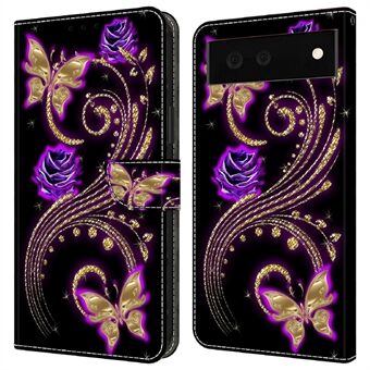 Voor de Google Pixel 6 Wallet Case, met 3D-patronen bedrukt op PU-leer en een opvouwbare standaard functie.