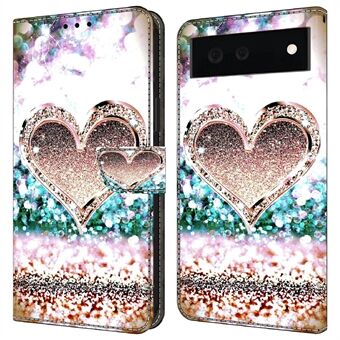 Voor de Google Pixel 6 Wallet Case met 3D-patroon bedrukte PU-leer en een standfunctie met omslag