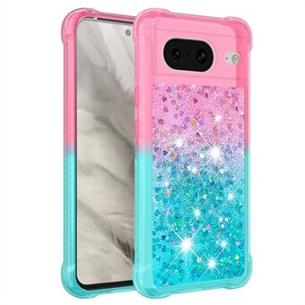 YB Drijfzand Serie-3 voor Google Pixel 8 Telefoonhoesje met zwevende vloeibare glitters en verloop TPU hoesje