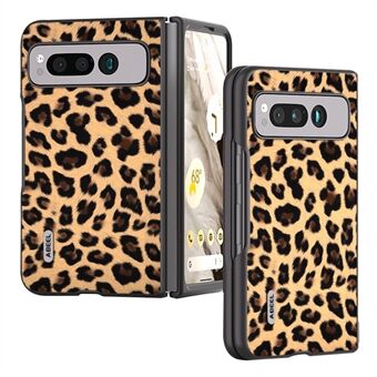 ABEEL Voor Google Pixel Fold Anti-Kras Hoesje Luipaard Patroon PU Leer+PC Telefoonhoesje