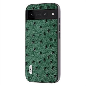 ABEEL Telefoonhoesje voor Google Pixel 8 Pro Schokbestendige Hoes Echt Koeienleer met Struisvogelstructuur + PC + TPU Cover