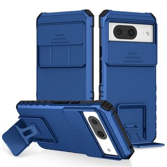 Kickstand Case voor Google Pixel 8 PC + TPU Anti-drop telefoonbeschermer met schuifbare cameradeksel
