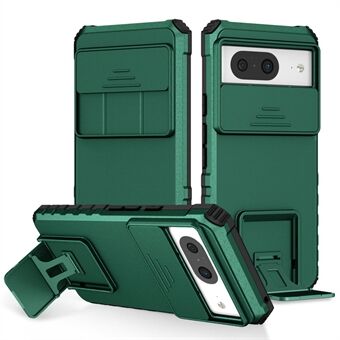 Kickstand Case voor Google Pixel 8 PC + TPU Anti-drop Telefoonbeschermer met Schuifbare Camerahoefwit