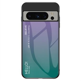 Voor Google Pixel 8 Pro Gradient Kleur Hoesje Gehard Glas + PC + TPU Hybride Telefoonhoesje