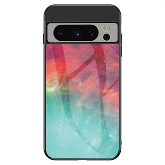 Voor Google Pixel 8 Pro Gehard Glas Achterkant Hoesje met Sterrenhemel Patroon PC+TPU Telefoonhoesje.