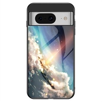 Voor Google Pixel 8 hoesje met sterrenhemelpatroon, gemaakt van gehard glas+PC+TPU, anti-kras telefoonhoesje.