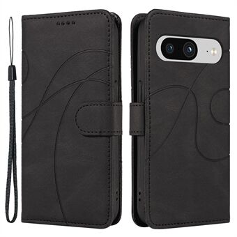 Ingedrukt Gebogen Lijn Telefoonhoes voor Google Pixel 8, TPU+PU Leren Portemonnee Hoesje voor Telefoon.