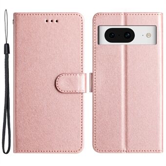 Flip Wallet Hoesje voor Google Pixel 8, PU Lederen Zijde Textuur Stand Telefoonhoesje met Strap