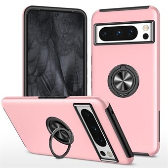 Ring Kickstand Hoesje voor Google Pixel 8, Harde PC+Zacht TPU Valbestendige Telefoonhoes