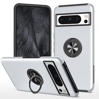 Voor Google Pixel 8 Pro Telefoonhoesje met Ringhouder en Uitklapbare Standaard Harde PC+Zachte TPU Telefoonhoes