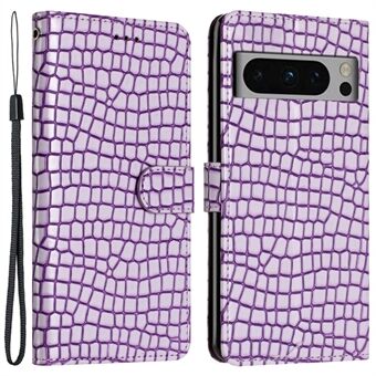 Voor de Google Pixel 8 Pro Krokodil Textuur Krasbestendige Lederen Stand Cover Portemonnee Ontwerp Telefoonhoes met Strap