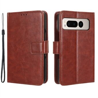Voor Google Pixel Fold PU lederen + PC telefoonhoesje Crazy Horse-textuur portemonnee met standaard omklapbare cover.