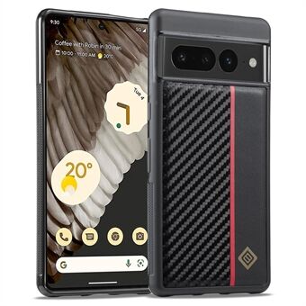 LC.IMEEKE Carbon Fiber Texture Hoesje voor Google Pixel 7 Pro 5G, PU Leer+TPU+EVA Achterbeschermer Telefoonhoesje