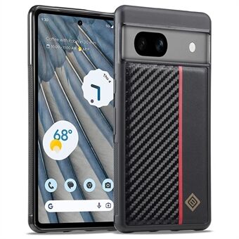 LC.IMEEKE Carbon Fiber Textuur Telefoonhoesje voor Google Pixel 8, PU Lederen Gecoate TPU+EVA Hybride Hoes