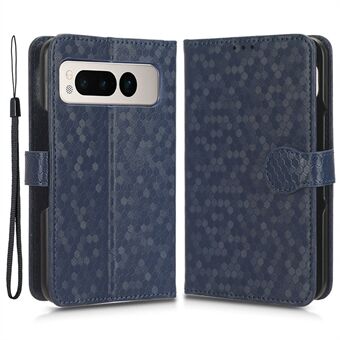 Voor de Google Pixel Fold Wallet Telefoonhoesje PU Leren Stand Case met Geperforeerd Dot Patroon Telefoonhoesje