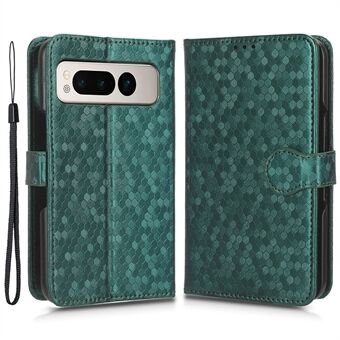 Voor de Google Pixel Fold Portemonnee Telefoonhoesje met PU lederen standaard en bedrukt stippenpatroon telefoonhoesje.