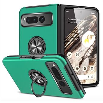 Telefoonhoesje met ringstandaard voor Google Pixel Fold, PC + TPU magnetische autobevestiging telefoonhoes