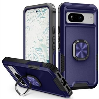 Voor de Google Pixel 8 Ring Kickstand Telefoonhoes, Harde PC Zachte TPU Verdediger Beschermhoes.